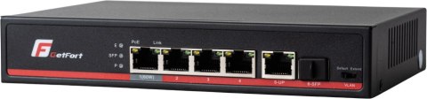 GETFORT SWITCH POE GETFORT 4+1+SFP Gigabit Ethernet 65W